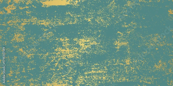 Obraz Turquoise and gold luxury patina seamless bg. Vintage elegant texture. Rusty wall. Old metal background. Vector illustration.