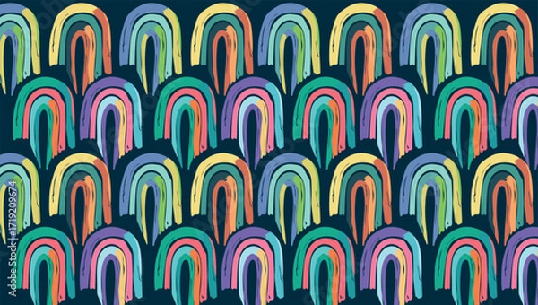 Obraz A scalable vector abstract background with vibrant, multicolored elements on a dark backdrop. The design resembles expressive paint streaks, creating a vivid and memorable canvas for your creative