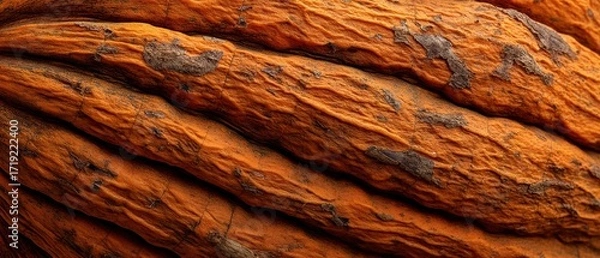 Fototapeta Macro texture of a weathered orange pumpkin in autumn light