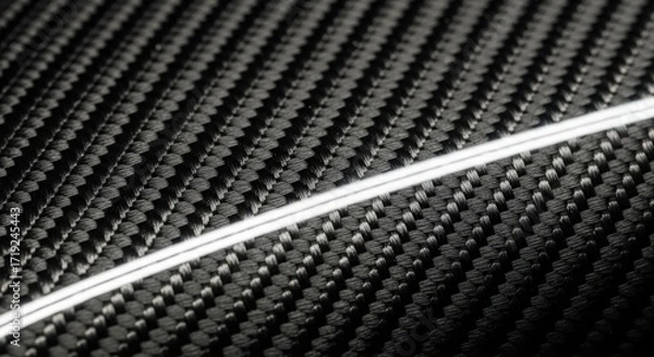 Fototapeta Close-up of Carbon Fiber Texture with White Line.