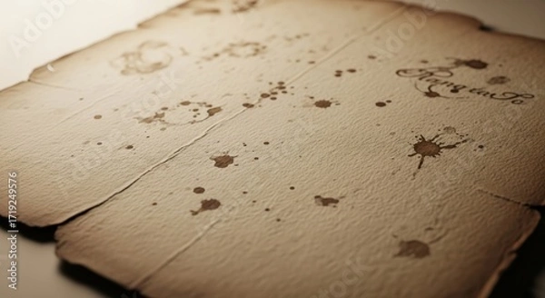 Fototapeta Antique Paper with Stains and Script Vintage Texture.