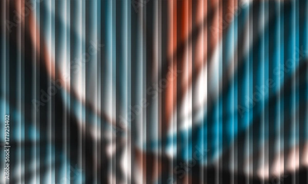 Fototapeta Ultra-Modern Neon Stripes on Gradient Glass A Long-Form Abstract Vertical Bar Pattern with Rich Blues, Teals, Blacks, and Copper Tones for Dynamic Adobe Stock Backgrounds and Digital Design Projects