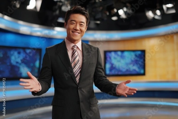 Fototapeta Talk show host talking 