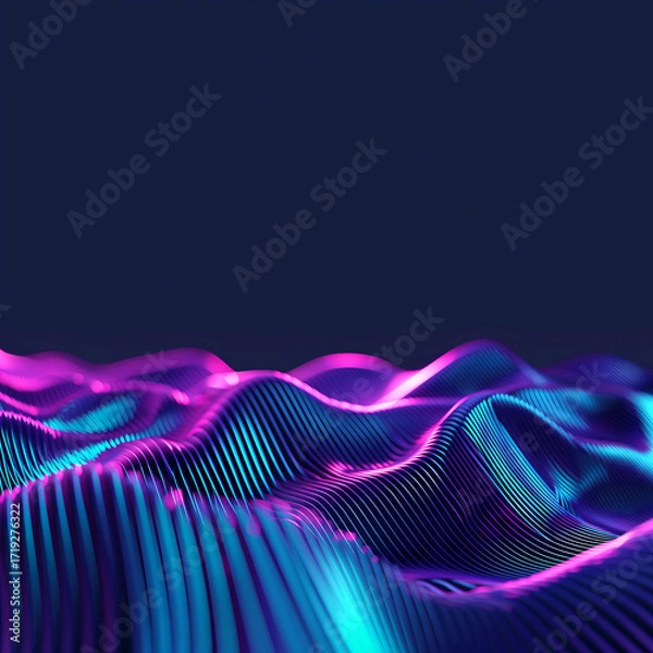 Fototapeta Dark purple pink abstract wallpaper with modern shapes. Glossy background with curves. Generative ai