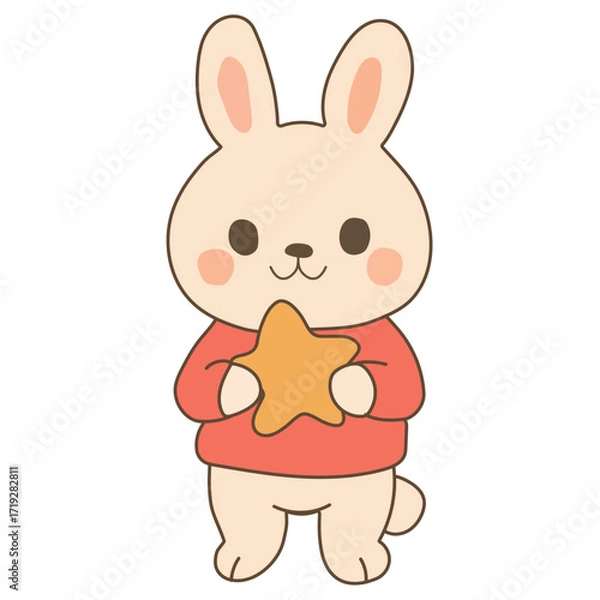 Obraz Rabbit with star. Cute cartoon character.