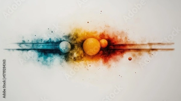 Fototapeta Space exploration research branding with sleek intergalactic-inspired typography on a perfectly white background