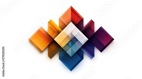 Fototapeta Unique geometric logo with artistic abstract shapes on a perfectly white background