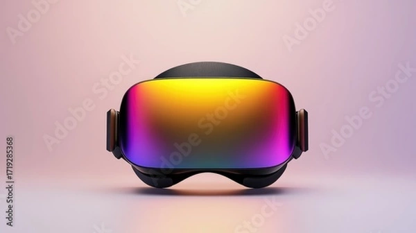 Fototapeta Virtual reality brand logo with glowing neon tech elements on a perfectly white background