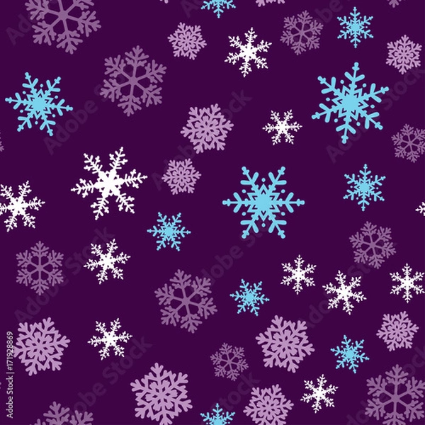 Obraz Purple Snowflakes Christmas Seamless Pattern