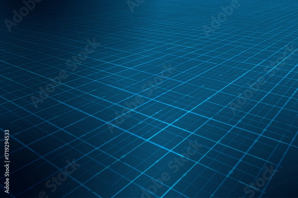 Fototapeta Abstract perspective background. Glowing grid square pattern, digital wireframe lines. Futuristic technology 3D modern graphic design. Network data, energy, science concept. Solar panel illustration.