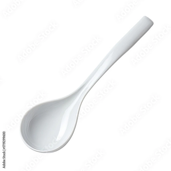 Obraz White ceramic soup spoon
