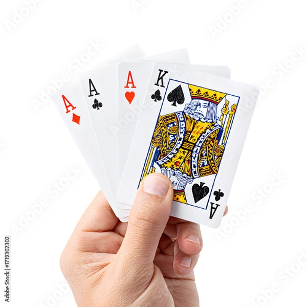 Fototapeta Close Up Man Hand Holding Ace and King Playing Cards. Ai Generated Images