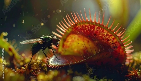 Fototapeta Venus Flytrap Capturing Fly Carnivorous Plant in Action
