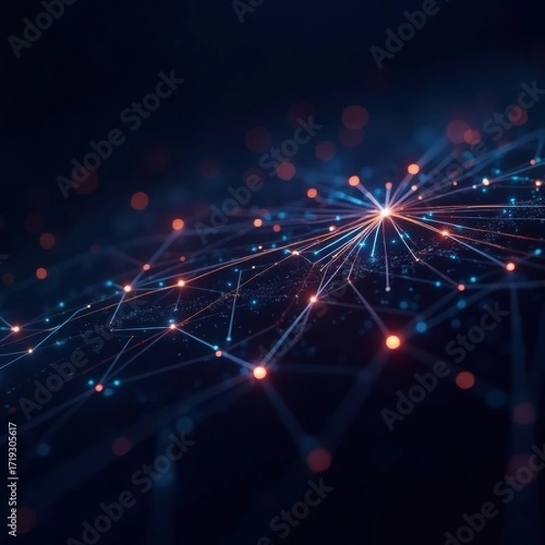 Fototapeta Digital Network Connections Data Flow and Technology Abstract