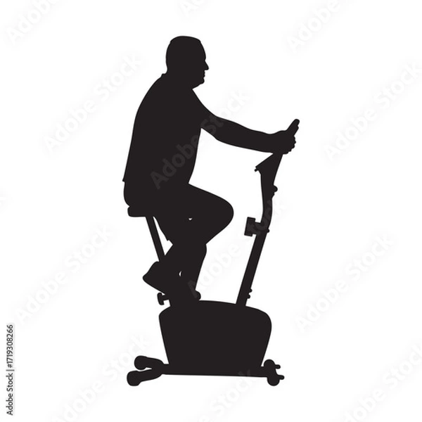 Obraz Silhouette of a person on an elliptical trainer, capturing cardio exercise and indoor fitness. Evokes energy, focus, health, and motivation for workouts, gyms, and home fitness setups.
