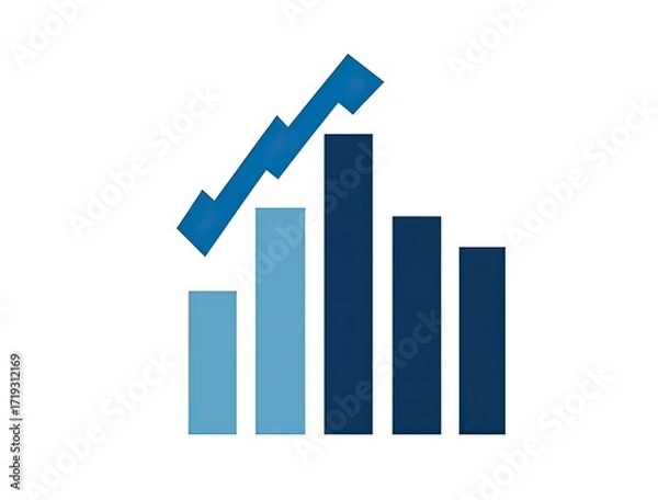 Fototapeta Chart shows upward trend with increasing bars