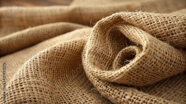 Fototapeta Burlap sack fiber texture showcases natural, rustic qualities in a warm, inviting setting