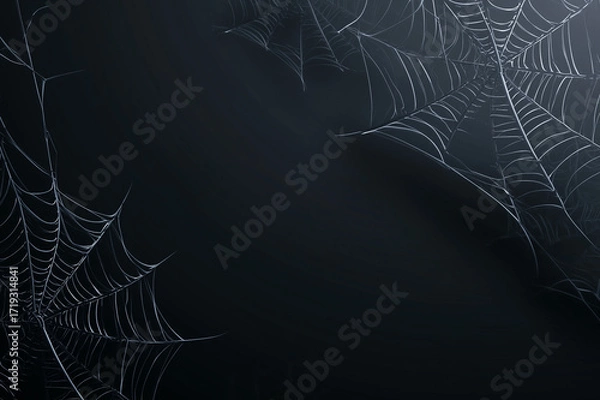Fototapeta Halloween spider web corners, empty dark gradient background