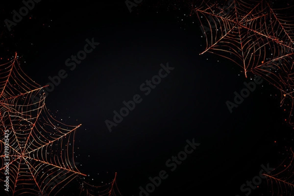 Fototapeta Halloween spider web corners, empty dark gradient background