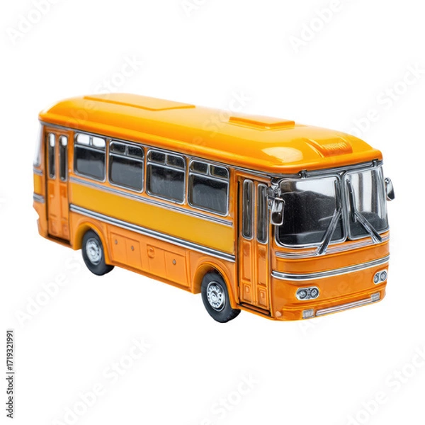 Fototapeta Orange vintage bus model, side view