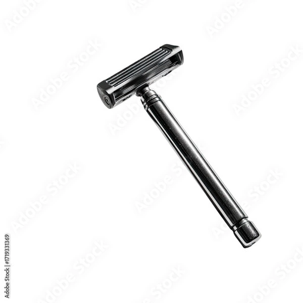 Fototapeta Metallic,  rectangular  razor  with  long  handle