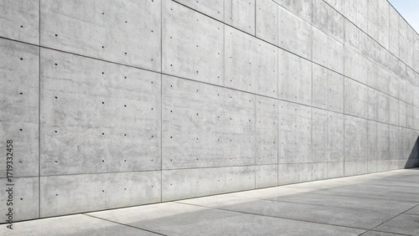 Fototapeta Minimalist concrete facade showcasing texture and design complemented by natural light during daytime