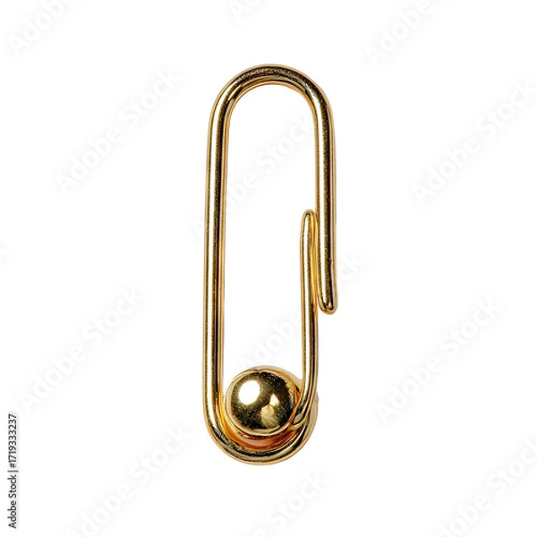 Fototapeta Gold key chain shaped like a large paperclip with a ball