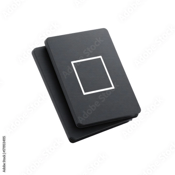 Fototapeta Two dark gray rectangular objects overlapping, featuring a white square in the center