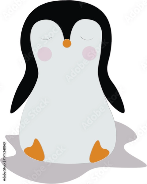 Obraz "Cute Sleeping Penguin Vector Illustration