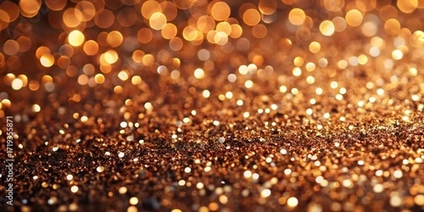 Fototapeta Sparkling golden glitter background with bokeh effect