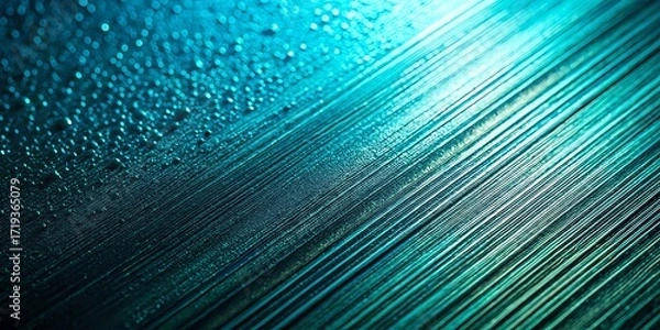 Fototapeta Abstract textured background with diagonal lines and water droplets in blue and green hues