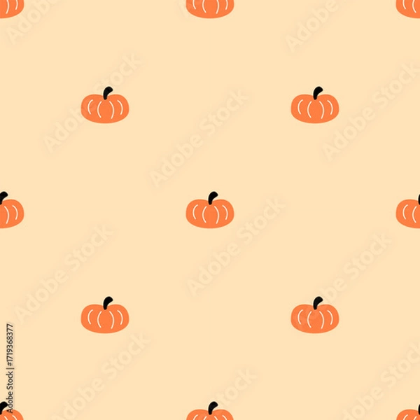 Obraz Cute Pumpkin Seamless Pattern – Autumn Fall Background for Thanksgiving, Halloween, and Seasonal Designs
