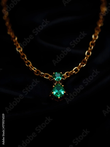 Obraz Emerald Necklace on Black Background