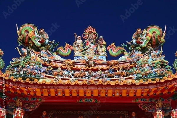 Obraz Temple in Taiwan. Colorful temple in Shizhuo, Chiayi County.