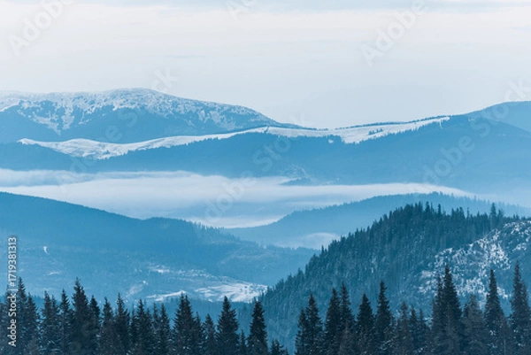 Fototapeta winter landscape with mountains