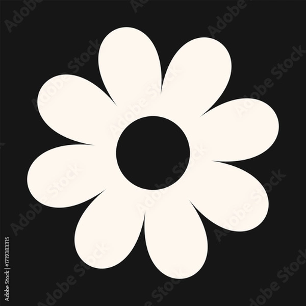 Fototapeta Flat, stylized daisy illustration with a bold, minimal look. The simple petal structure conveys clarity, balance, and floral charm.