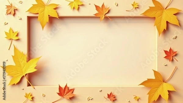 Fototapeta Autumn Frame with Maple Leaves