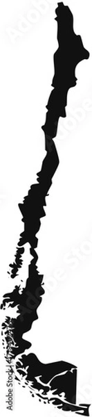 Fototapeta Silhouette map of Chile isolated on white background