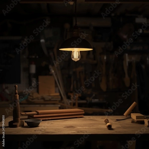 Obraz workshop at night Generative AI