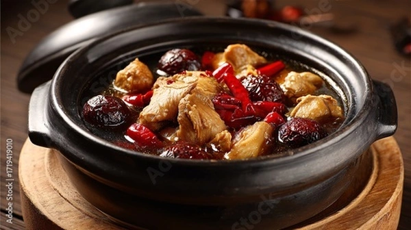 Fototapeta beef stew with potatoes and olives
