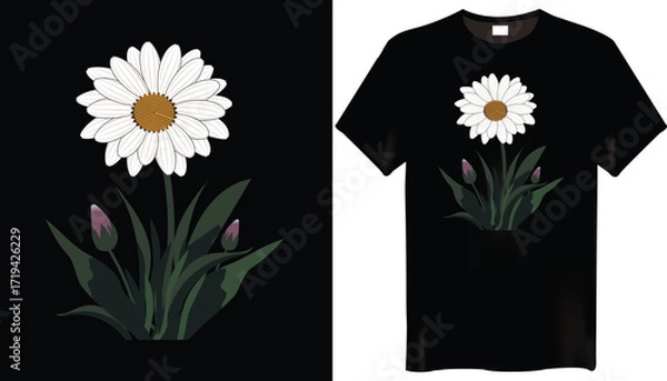 Fototapeta Daisy Flowers T-Shirt Design