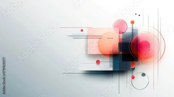 Fototapeta Abstract geometric design with circles and lines in muted colors  
