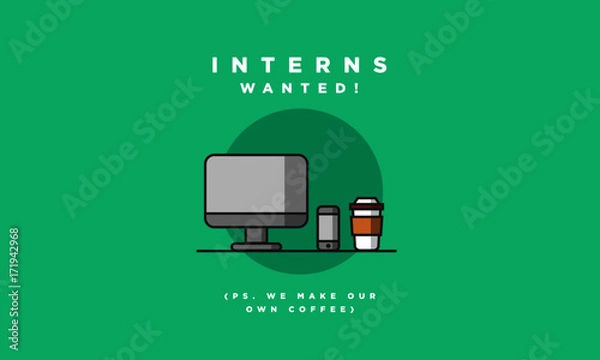Fototapeta Interns Wanted! (Line Art in Flat Style Vector Illustration Design Template)