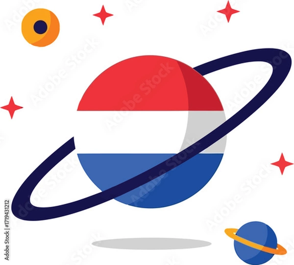 Fototapeta Planet with dutch flag colors and saturn ring