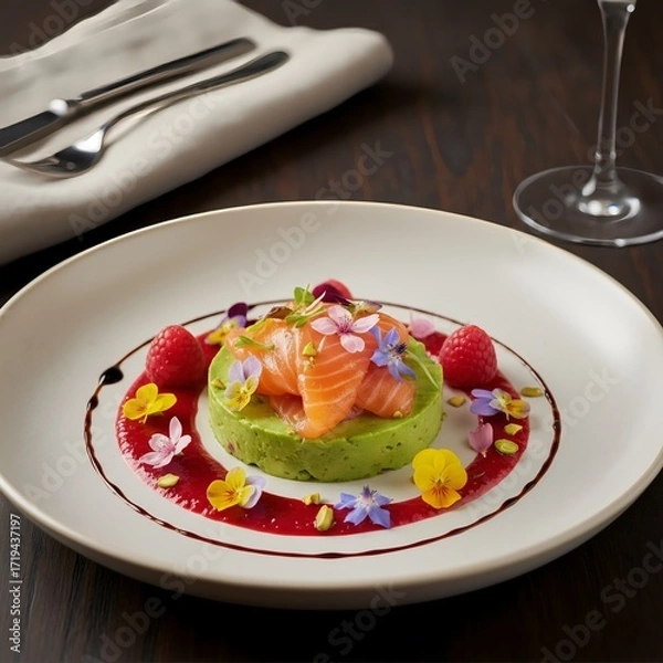 Fototapeta salad with salmon