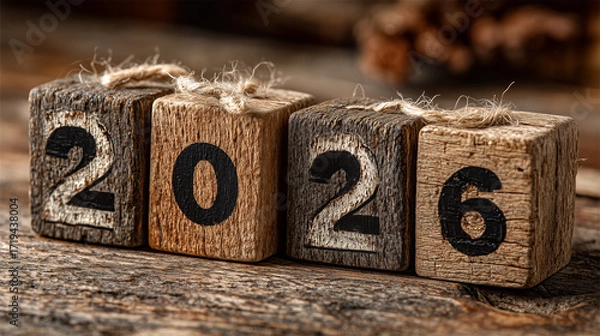 Fototapeta Illustration of the number "2026." New Year's concept. Numbers on an unusual background.