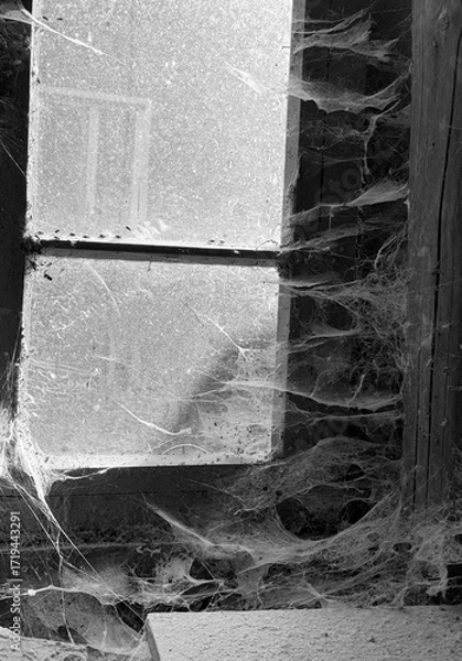 Fototapeta A room abandoned by man, covered with a layer of dust, cobwebs and flies