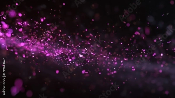 Fototapeta Abstract purple glitter explosion on a dark background creating magical effect
