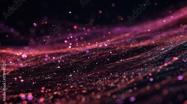 Fototapeta Elegant and sparkling abstract background with pink and red glittering particles creates a dreamy