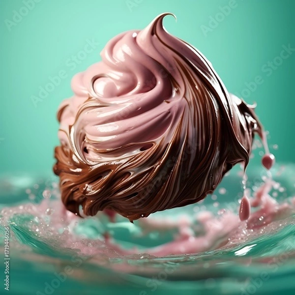 Fototapeta Chocolate and Strawberry Swirl in Motion